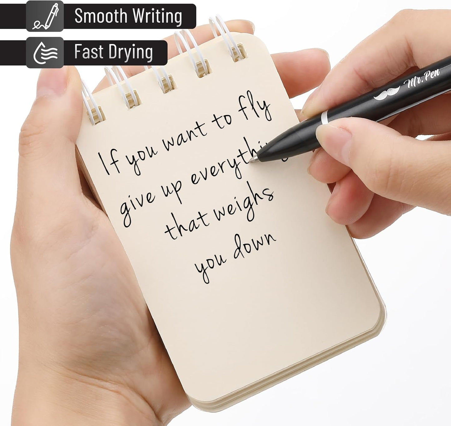 Mr. Pen- Metal Retractable Gel Pen, 2 Pack, 2 Refills, Black & White, Black Ink, Metal Barrel Gel Pens Fine Point 0.7mm, Retractable Pens