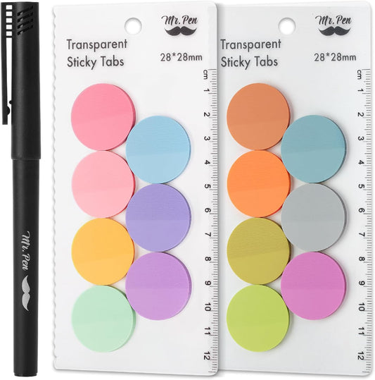 Mr. Pen- Transparent Sticky Note Set, 560Sheets, Colorful, Round Transparent Sticky Notes Set