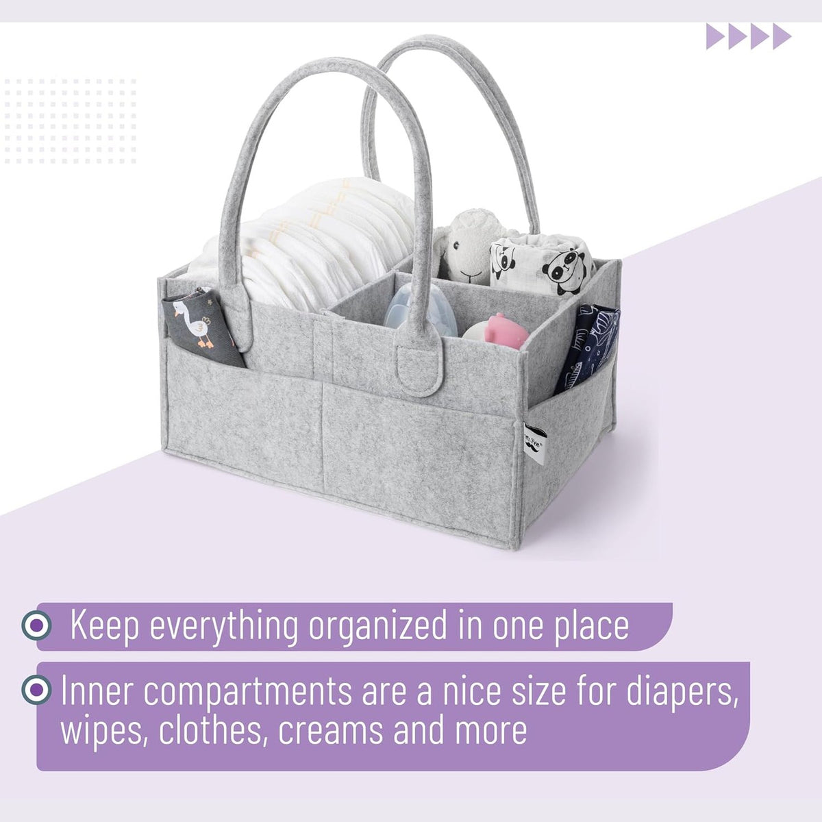 Mr. Pen- Baby Diaper Caddy Organizer, 2 Pack, Gray, Baby Caddy Organizer with Handle, Compact Size, Collapsible & Portable