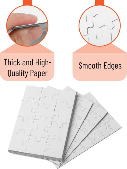 Mr. Pen- Blank Puzzle, 10 Sets, 12/28/48 Pieces/Pack, 8.2" x 5.6", White Puzzle, Blank Puzzles to Draw on