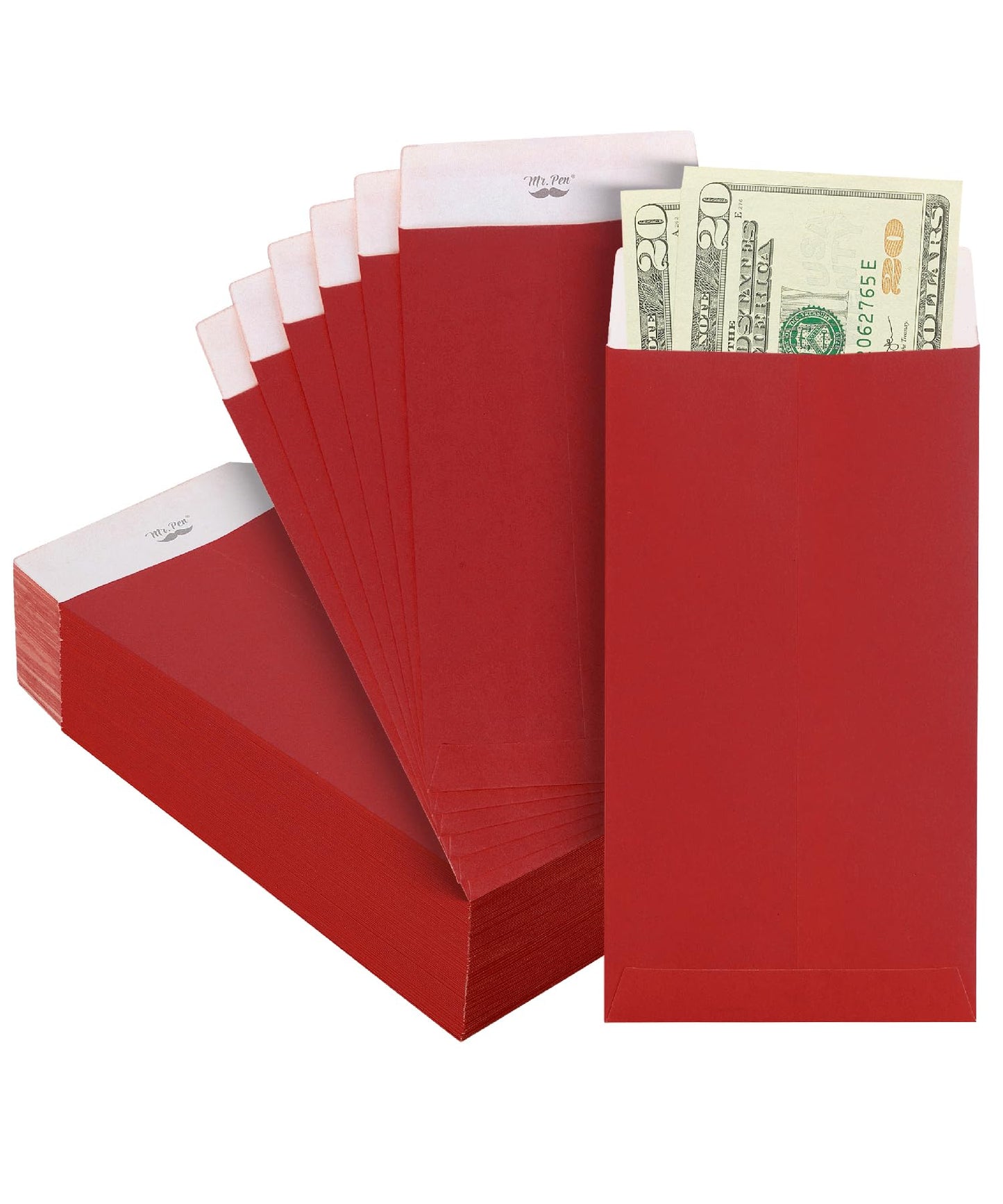 Money Envelopes for Cash, 100 Pack, 6.5" x 3.5", Red Cash Envelopes, 100 Envelopes Money Saving Challenge, Money Saving Envelopes, Small Envelopes for Money Envelopes for Cash Budgeting