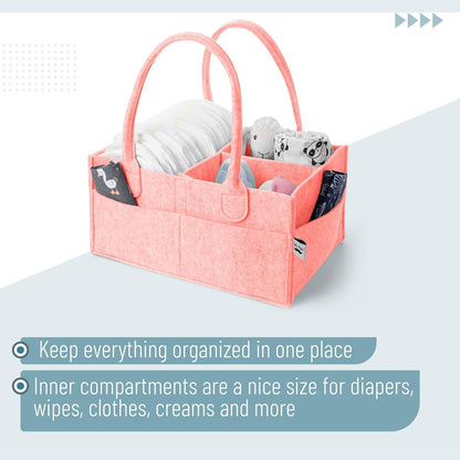 Mr. Pen- Baby Diaper Caddy Organizer, 2 Pack, Pink, Baby Caddy Organizer with Handle, Compact Size, Collapsible & Portable