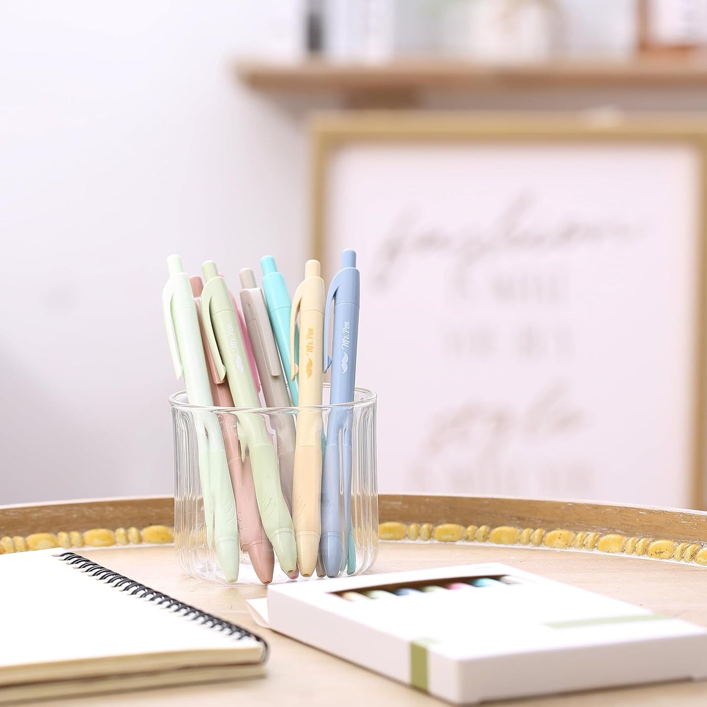 Mr. Pen- Retractable Gel Pens, 8 Pack, Black Ink, Soft Grip, Soft Pastel Barrel Gel Pens Fine Point 0.5mm, Retractable Pens