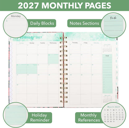 Mr. Pen- 2027 Weekly and Monthly Planner Calendar, 6.4" x 8.5", Wire Bound | January 2027 - December 2027, Monthly Tabs, Inner Storage Pocket, College School Supplies for Student and Teacher