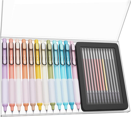 Mr. Pen- Retractable Gel Pens, 12 Pack, Colorful Ink Gel Pens with Case and 12 Refills, Gel Pens Fine Point 0.5mm, Retractable Pens