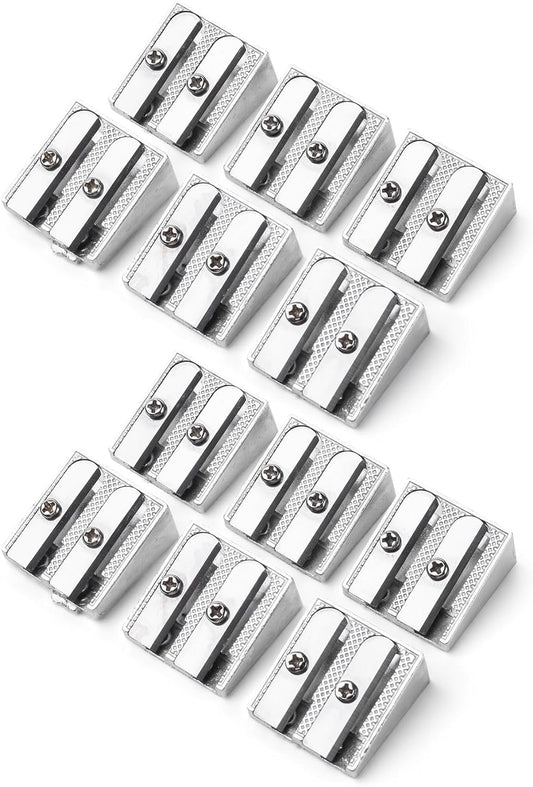 Handheld Metal Pencil Sharpener with 2 Holes, Pack of 12, Silver, Colored Pencil Sharpener, Pencil Sharpeners Handheld Pencil Sharpener Manual Pencil Sharpener, Hand Held Pencil Sharpener