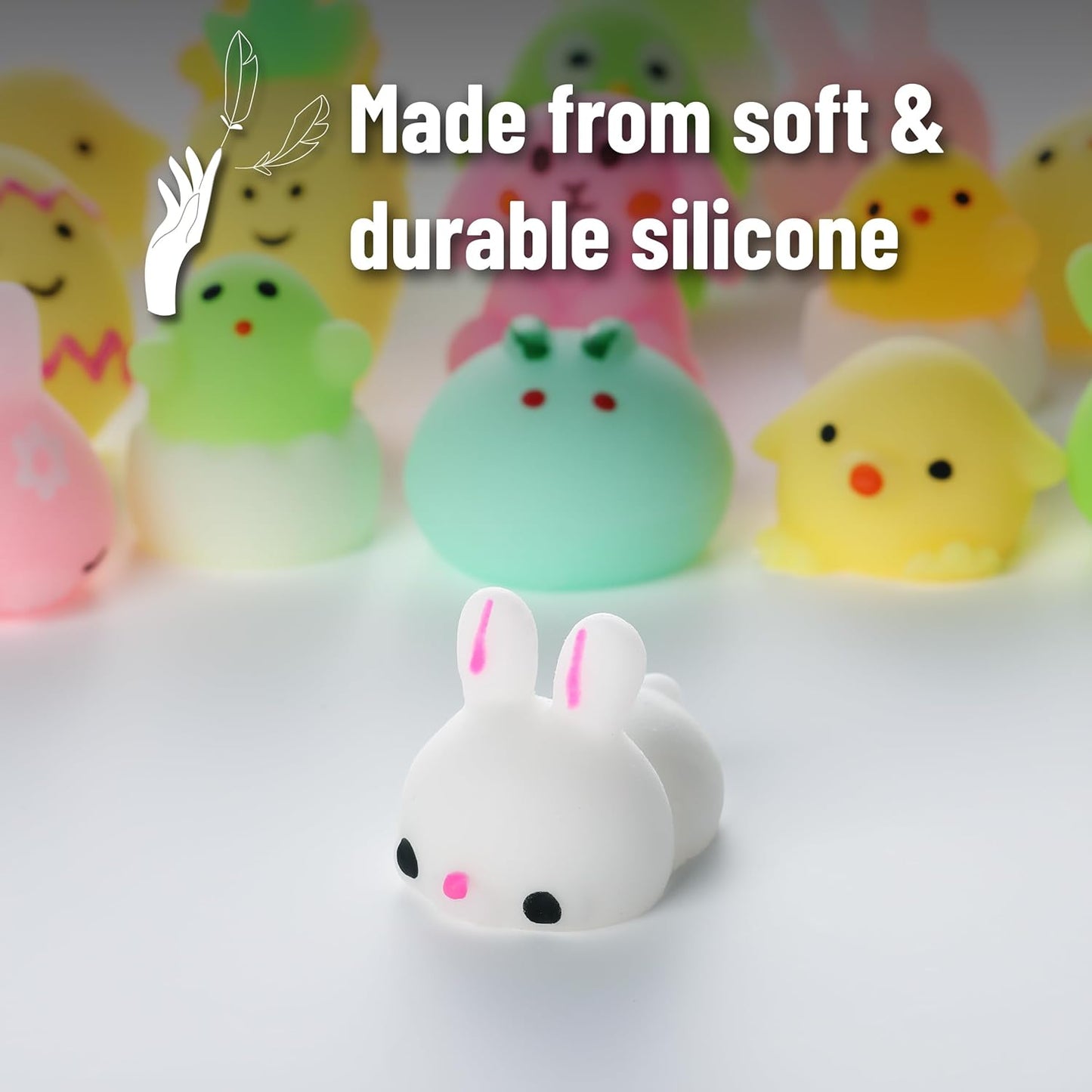 Easter Squishy Toys for Kids, 48 Pack, 24 Designs, Mochi