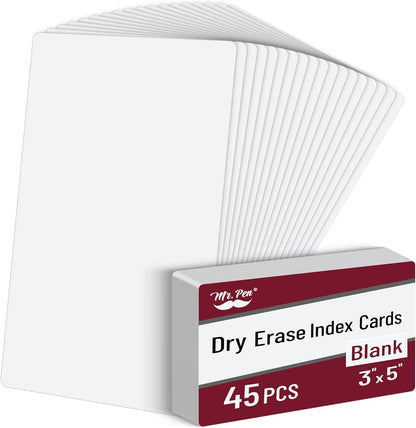 Mr. Pen- Dry Erase Index Cards 3x5, White, 45pcs, Dry Erase Cards, Dry Erase Playing Cards