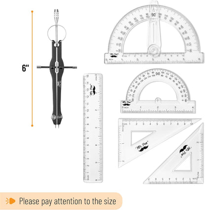 Mr. Pen- Geometry Set, 15 pcs, Black, 6 Inch Swing Arm Protractor, Divider, Set Squares, Ruler