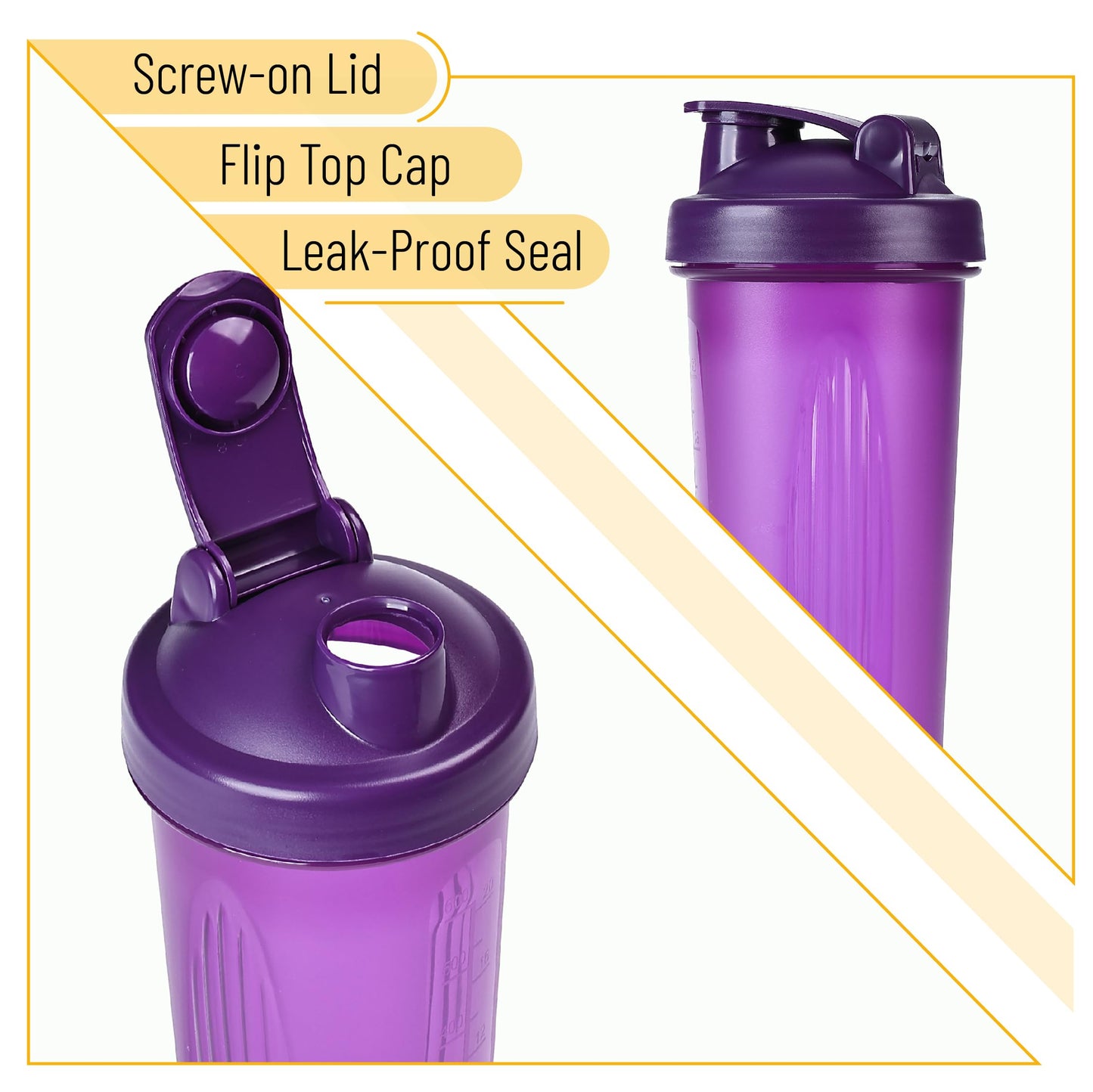 Shaker Bottles for Protein Mixes with Twist Cap, 28 oz, Purple Protein Shaker Bottle with Wire Whisk Ball, Mixer Bottle, Protein Shake Bottles, Protein Bottle, Protein Shake Bottle