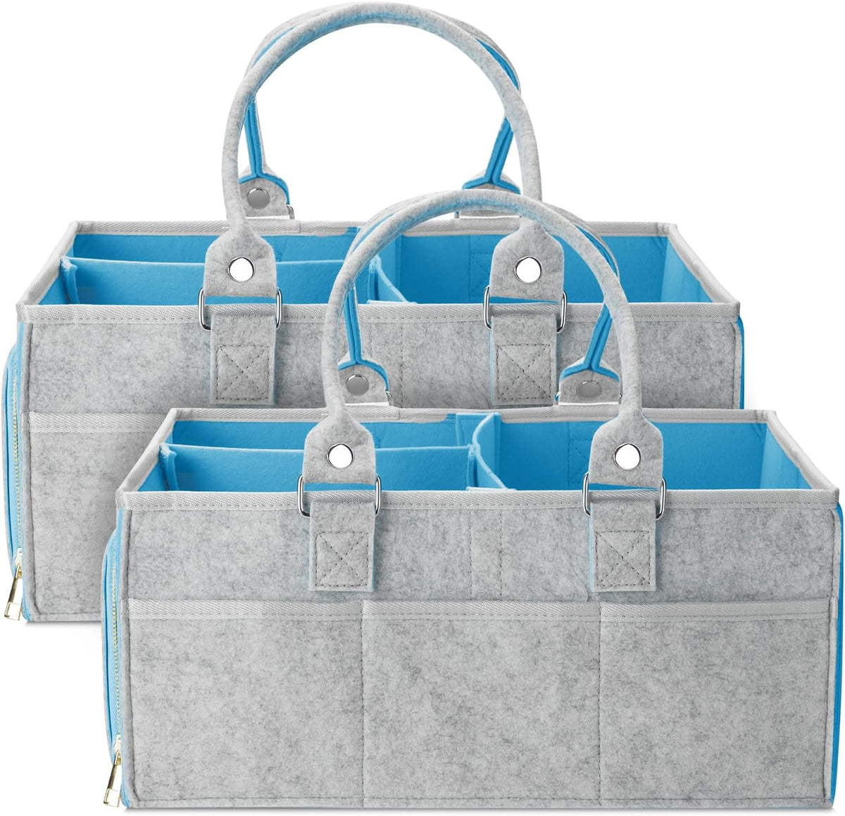 Mr. Pen- Baby Diaper Caddy Organizer, 2 Pack, Blue Inside, Large Baby Caddy Organizer with Handle