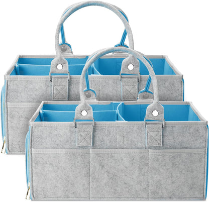 Mr. Pen- Baby Diaper Caddy Organizer, 2 Pack, Blue Inside, Large Baby Caddy Organizer with Handle