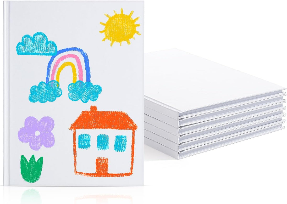 Mr. Pen- Blank Hardcover Books, 6" x 8", 40 Pages, 6 Pack, White, Blank Notebooks for Kids