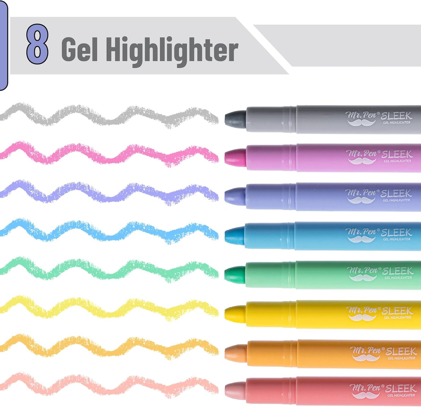 Mr. Pen- Gel Highlighter, 8 Pack, Friendly Colors, Bible Highlighters No Bleed