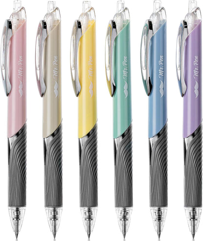 Retractable Gel Pens, 6 Pack, Black Ink Gel Pens, Pastel Barrels, Gel Pens Fine Point 0.5mm, Retractable Pens, Cute Pens, Gel Ink Pens, Aesthetic Pens for Journaling Fine Tip Pens