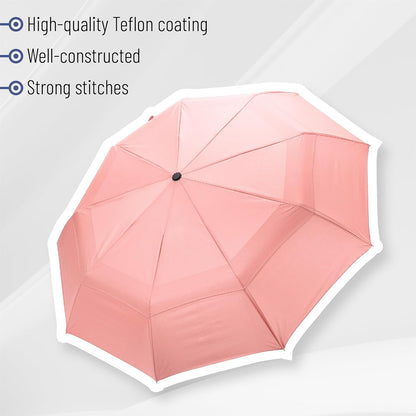 Mr. Pen- Windproof Travel Umbrella, Light Pink, Automatic Umbrellas for Rain, Compact Umbrella