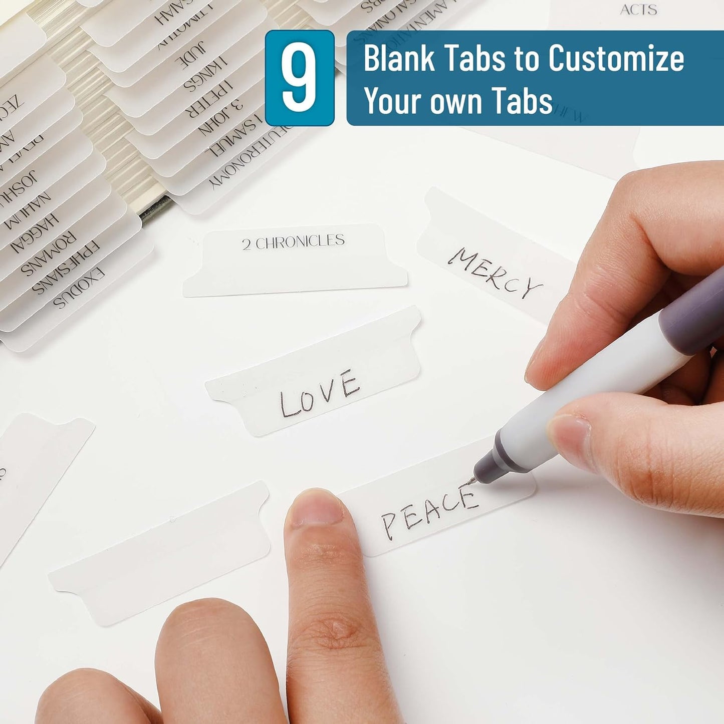 Mr. Pen- Bible Tabs, 75 Tabs, Transparent White Laminated Bible Tabs for Women and Men