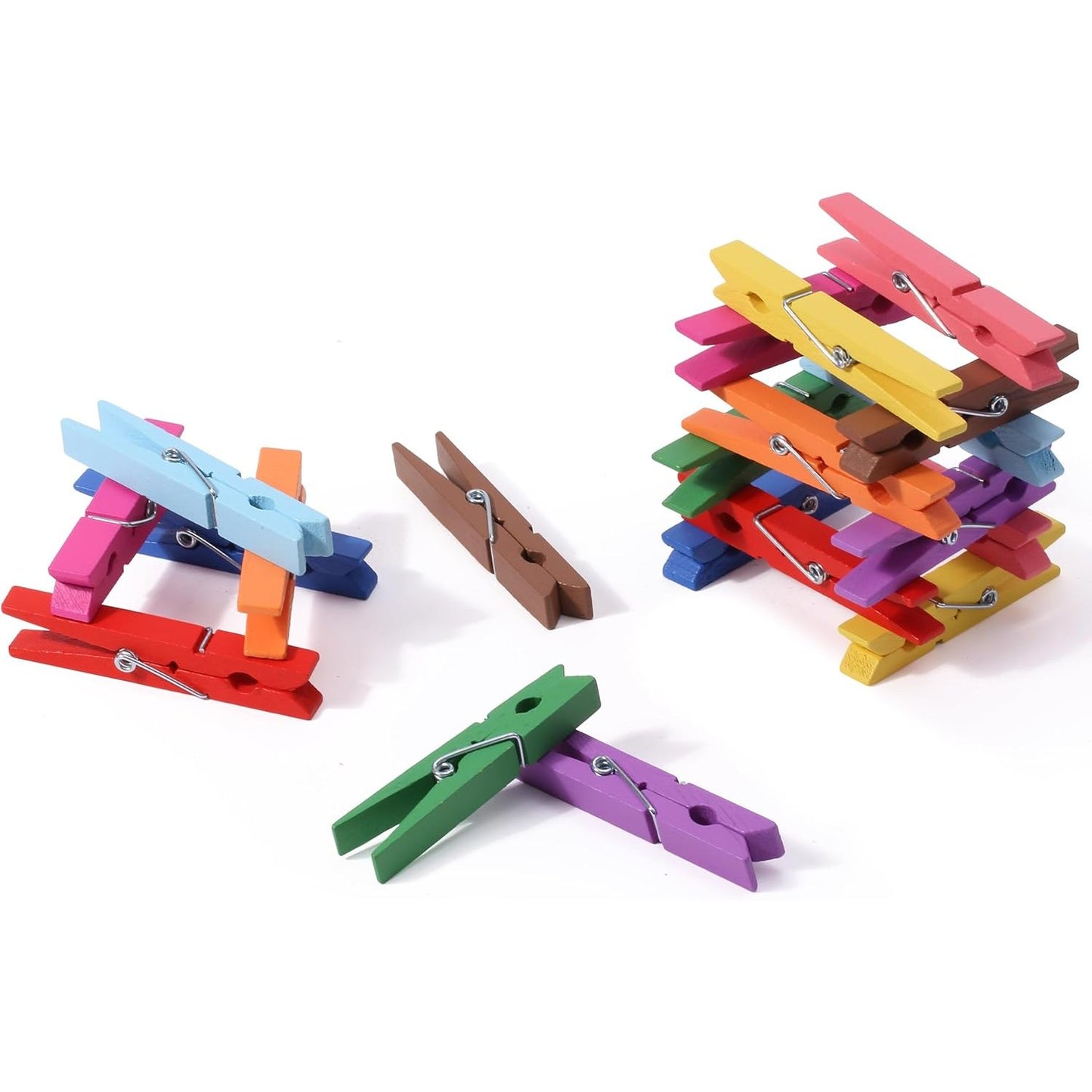 Wooden Clothes Pins, Colorful, 50 Pack, 2.85 Inch, Strong Grip