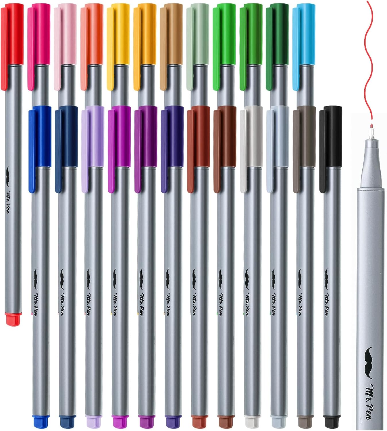 Mr. Pen- Fineliner Pens, 24 pcs, Colorful Pens, 0.4mm Fineliners Pens, Art Pens, Writing Pens Fine Point Pen