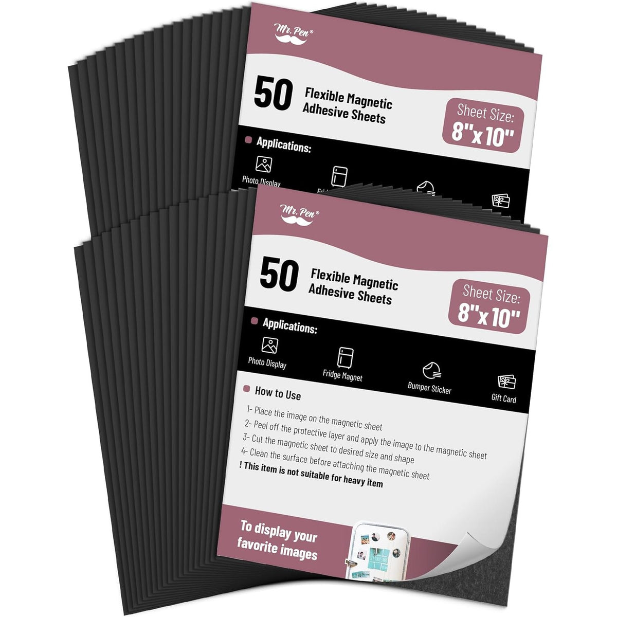 Mr. Pen- Adhesive Magnetic Sheets, 8" x 10", 50 Pack, Magnetic Sheet, Magnetic Paper