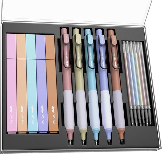 Mr. Pen- Aesthetic Highlighters and Gel Pens with Case, 10 Pack, 6 Pen Refills, Colorful Bible Highlighters No Bleed Highlighters for Bibles