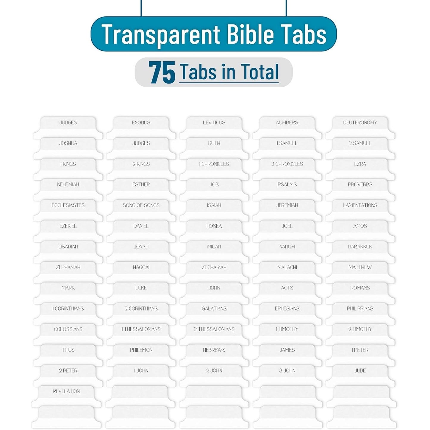Mr. Pen- Bible Tabs, 75 Tabs, Transparent White Laminated Bible Tabs for Women and Men