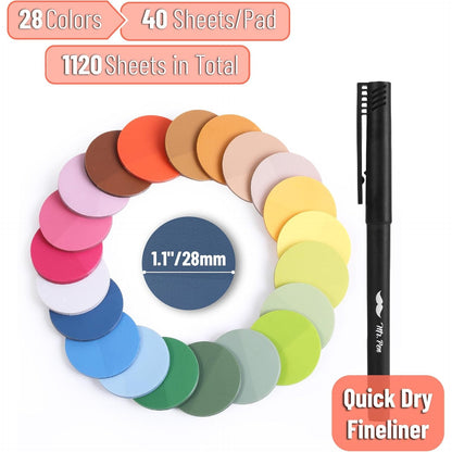 Bulk Round Transparent Sticky Notes Set, 28 Pads, 1120 Sheets