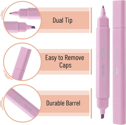 Mr. Pen- Aesthetic Dual Tip Bible Highlighters, No Bleed Through Assorted Color, 8pcs, Cute Highlighter Dual Tip for Journaling Supplies and School Accessories