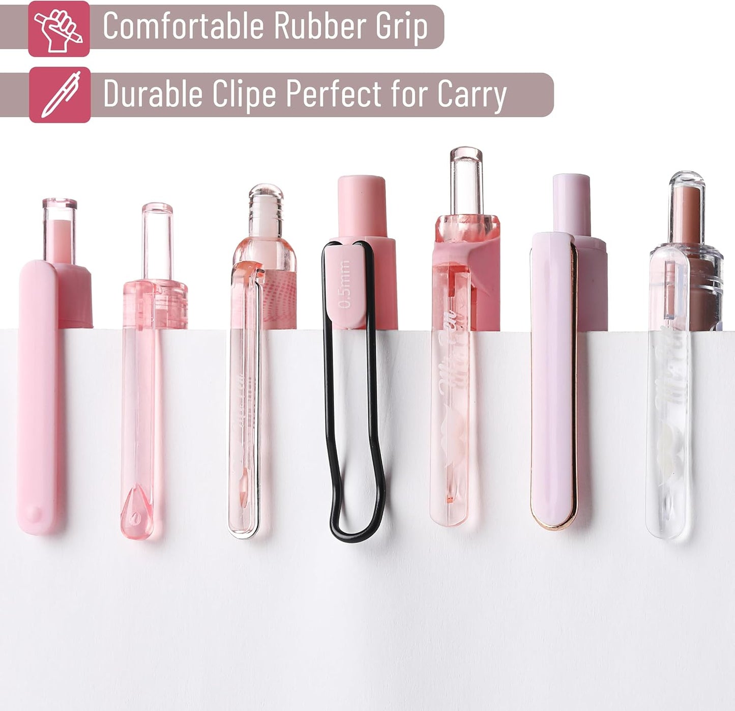 Mr. Pen- Gel Ink Pen Set, 12 pcs, Pastel Pink Barrel, Pink Pens Black Ink Gel Pens Fine Point 0.5mm