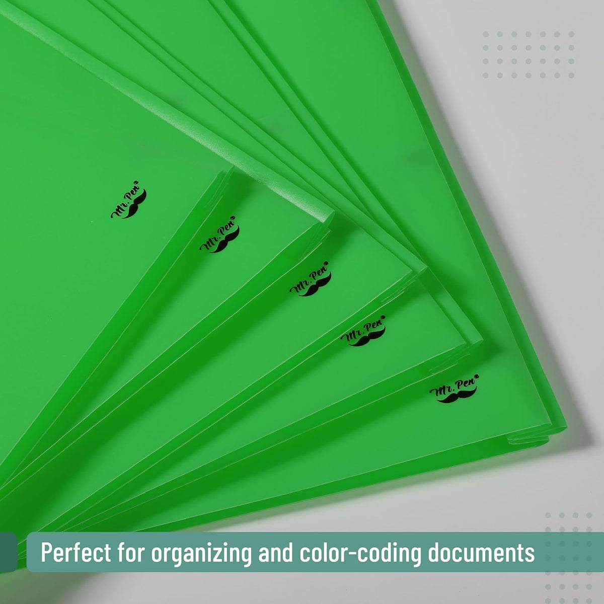 Mr. Pen- Plastic Folders with Pockets and Prongs, 24 Pack, Letter Size, Green