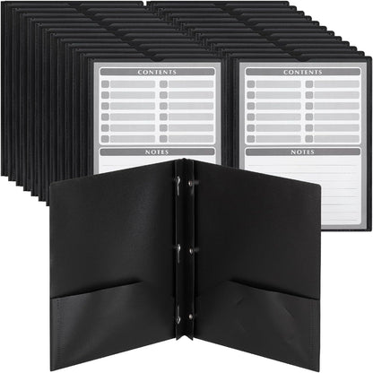 Mr. Pen- Black Plastic Folders with Pockets and Prongs, 24 Pack, Letter Size, Black Flexible Plastic Folders with Prongs