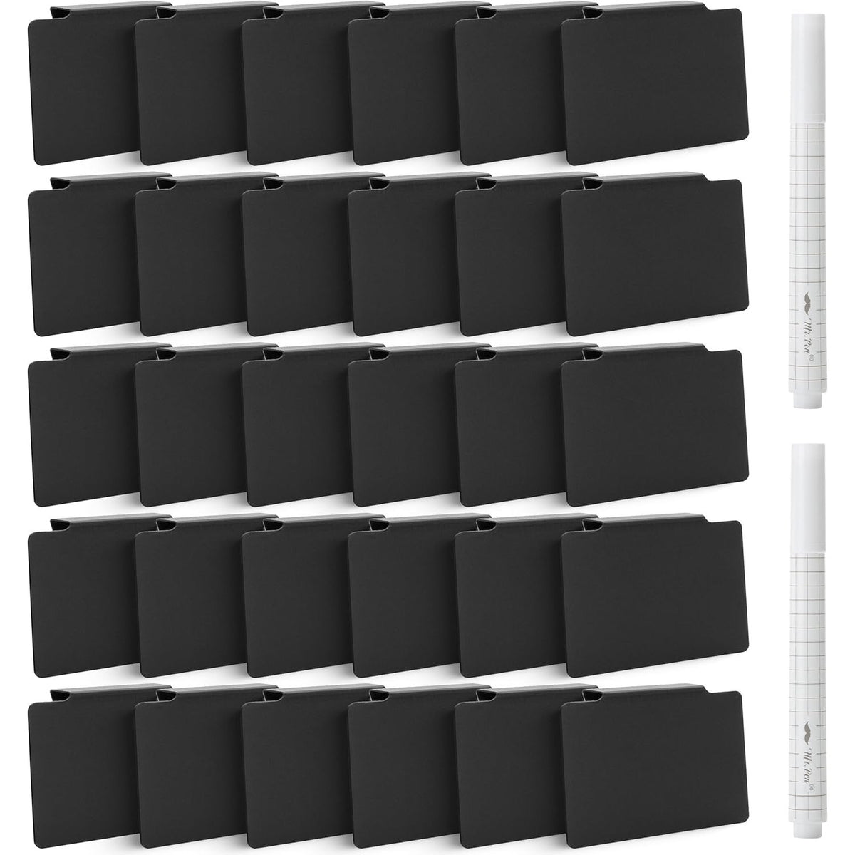 Mr. Pen- Basket Labels Clip On Set, 52 pcs, 50 Removable Bin Labels Clip On with 2 Chalk Markers