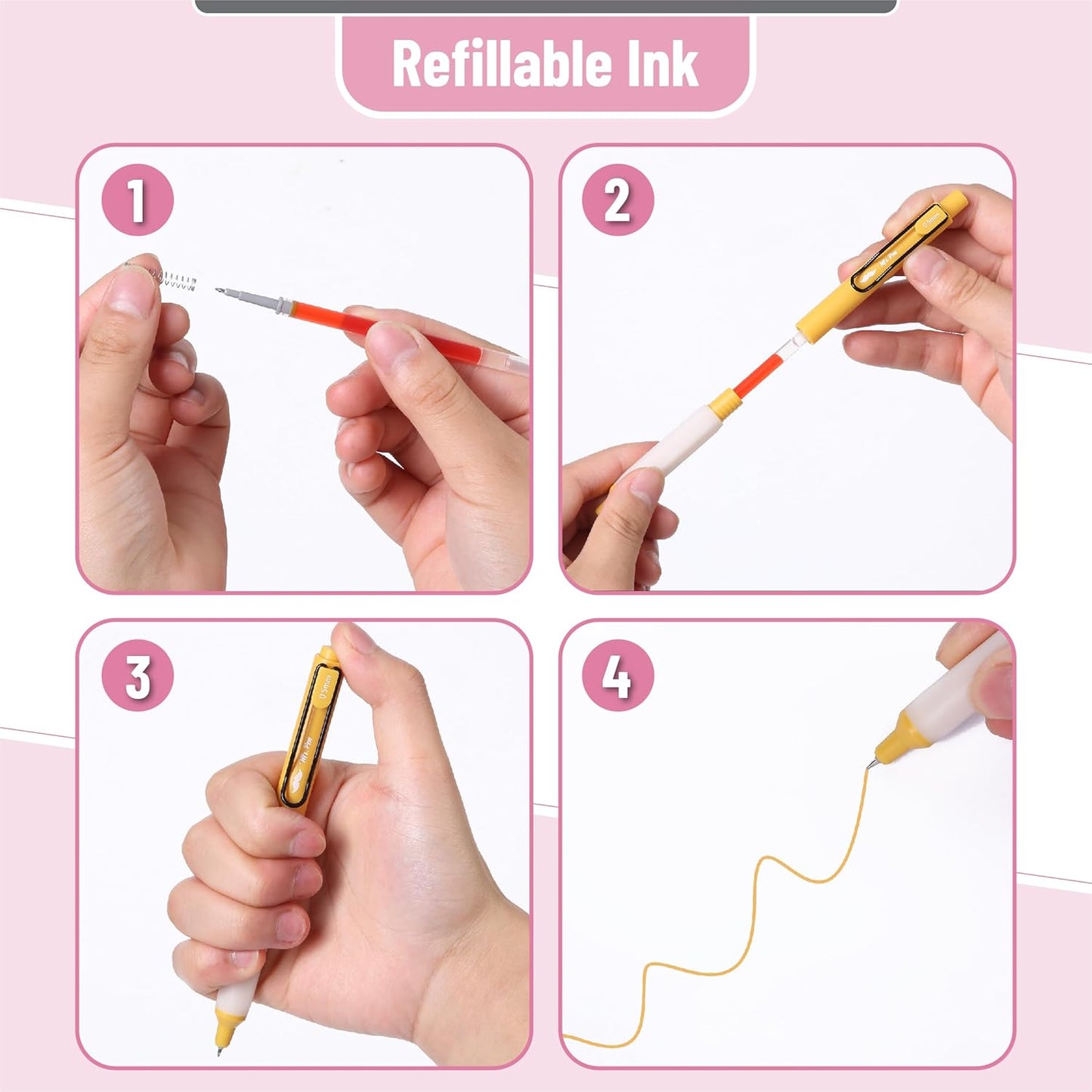 Mr. Pen- Retractable Gel Pens, 12 Pack, Colorful Ink Gel Pens with Case and 12 Refills, Gel Pens Fine Point 0.5mm, Retractable Pens