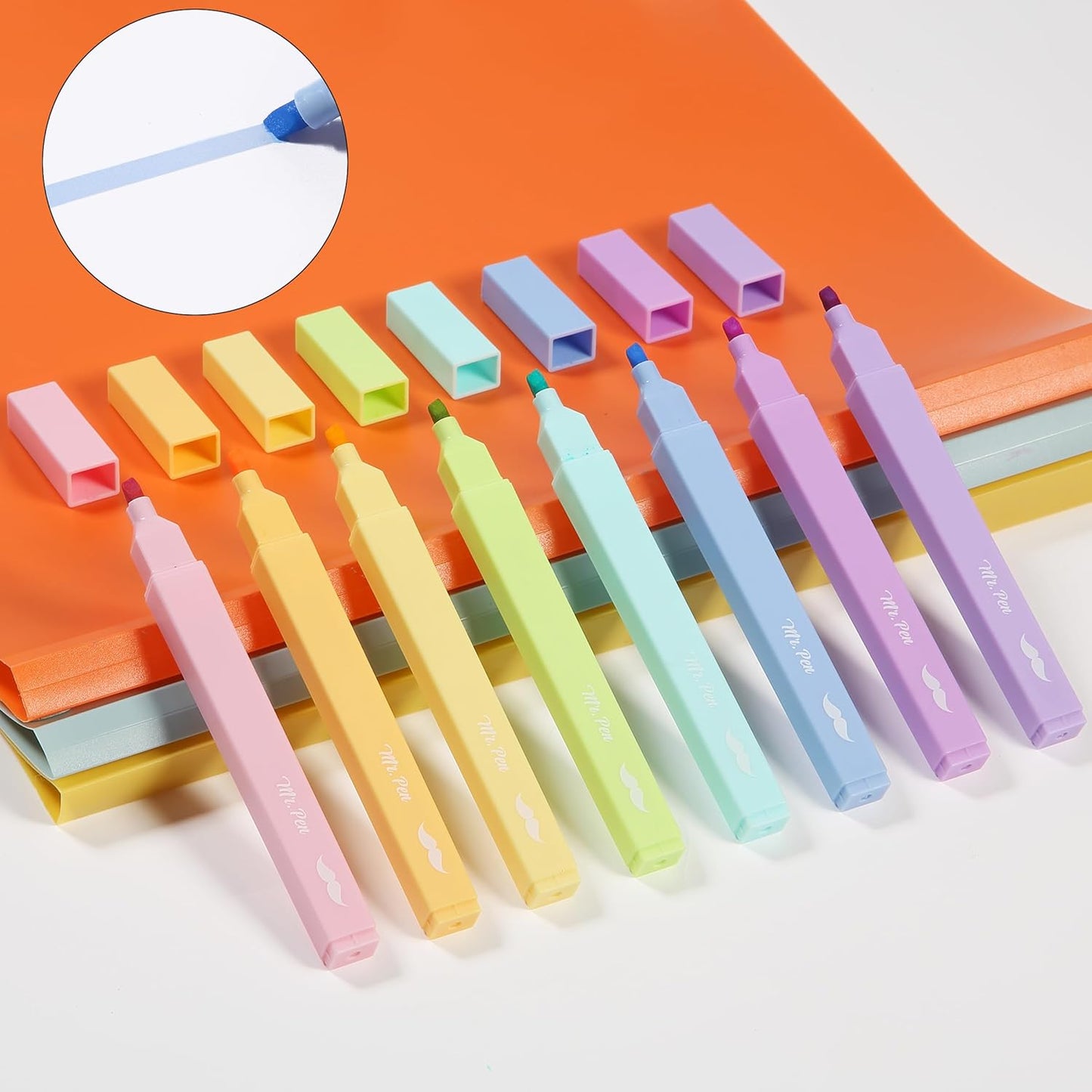 Aesthetic Highlighters, 8 pcs, Chisel Tip, Pastel Candy Colors, Cute Highlighters Assorted Colors, Bible Highlighters and Pens No Bleed, No Bleed Highlighters for Bible Pages No Bleed