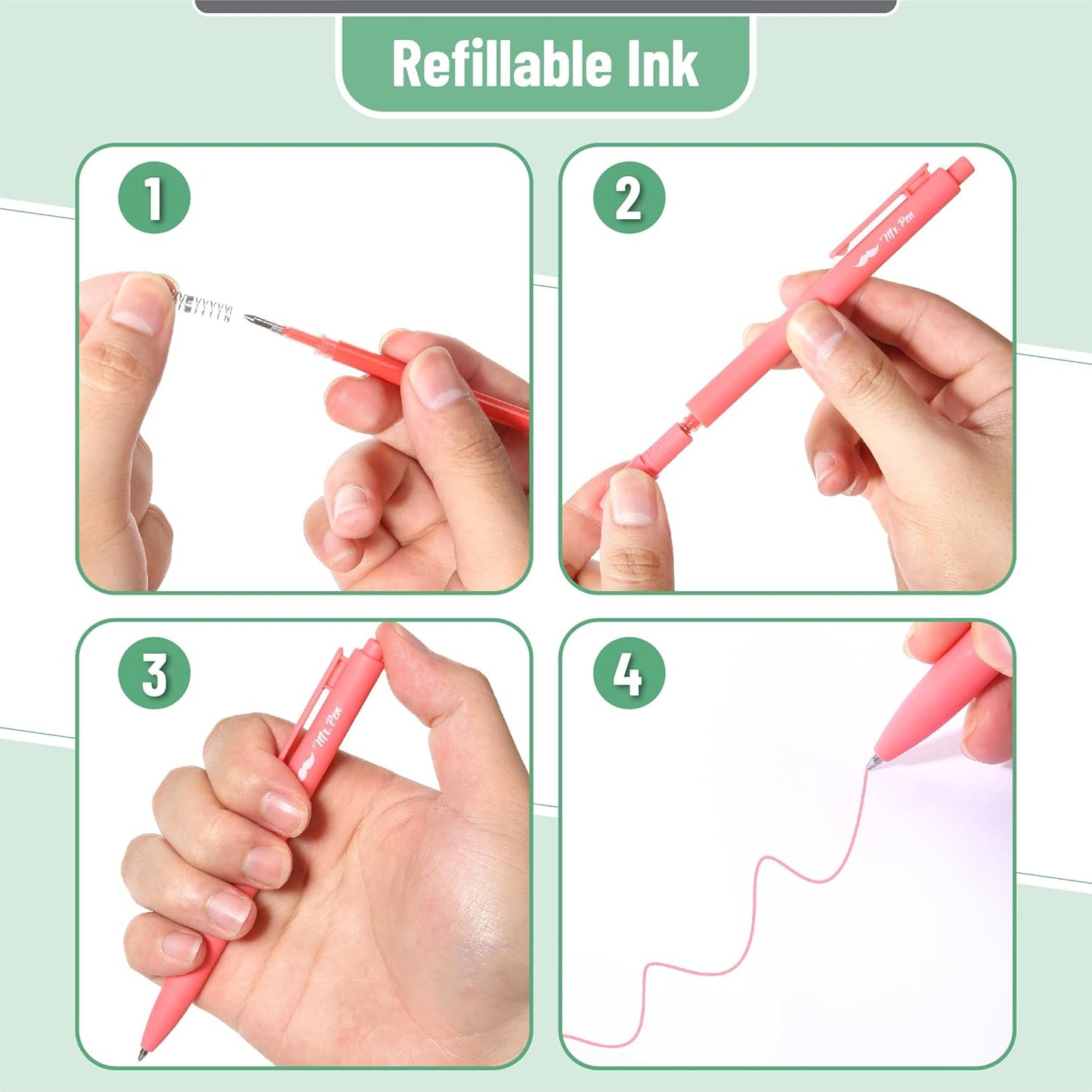 Mr. Pen- Retractable Gel Pens, 10 Pack, Color Ink Gel Pens Fine Point, Pastel Colors, 0.7mm Gel Pens Fine Point, Retractable Pens