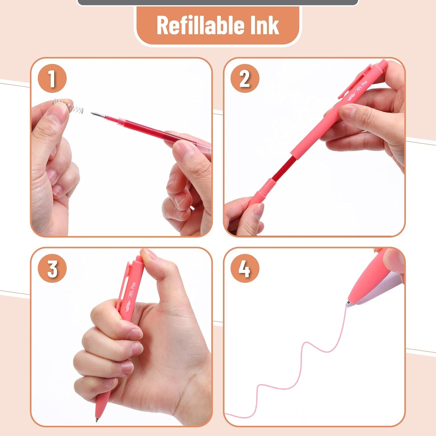 Mr. Pen- Retractable Gel Pens with Case, 12 Pack, Colorful Ink, 12 Refills, Gel Pens Fine Point 0.7mm