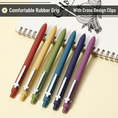 Mr. Pen- Retractable Gel Pens for Journaling, 6 Pack, 0.5 mm Black Ink, Vintage Barrel with Silver Cross Clip