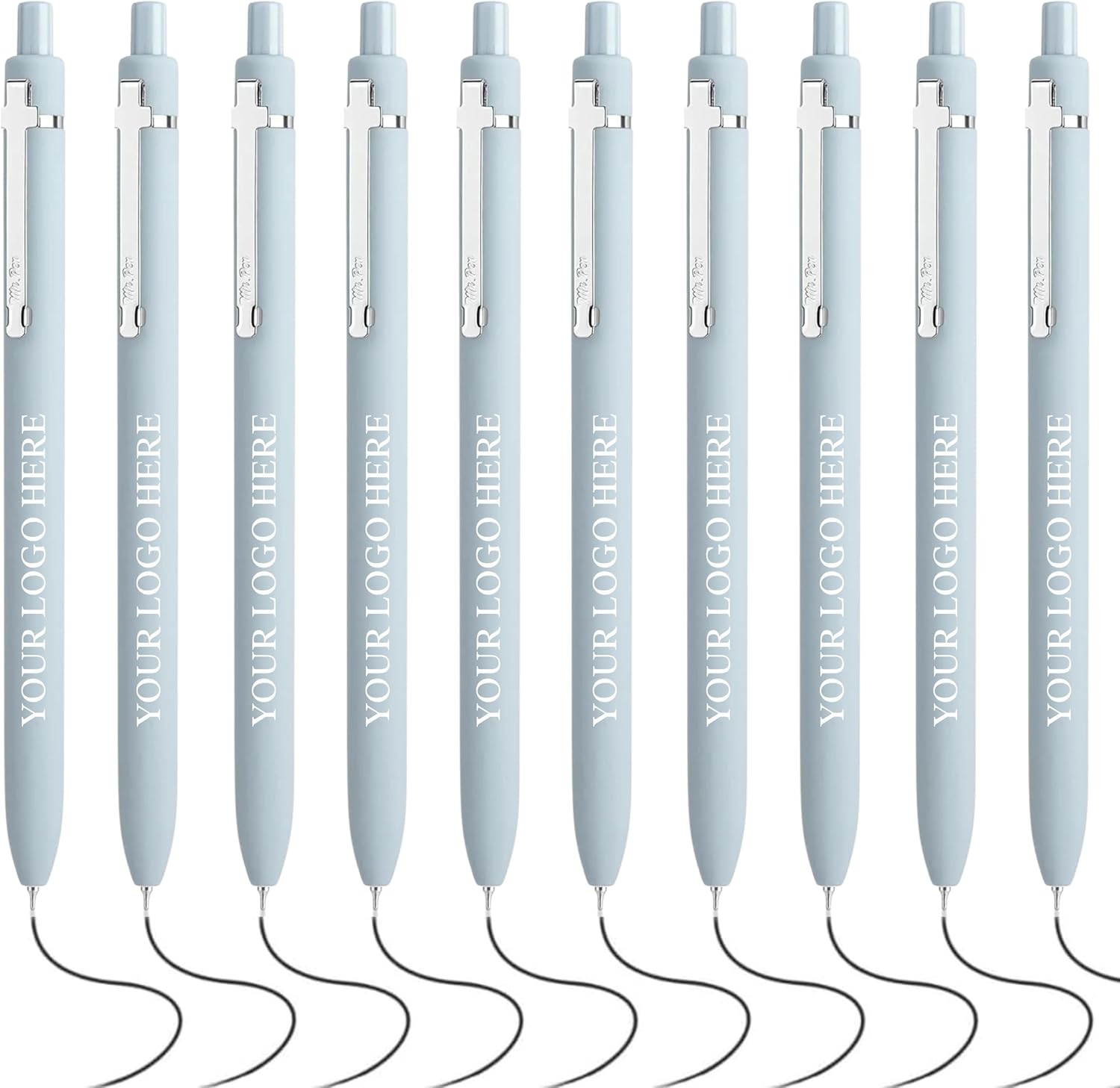 Customizable Retractable Cross Clip Pens, Black Ink, Fine Point 0.5mm, Black Barrel