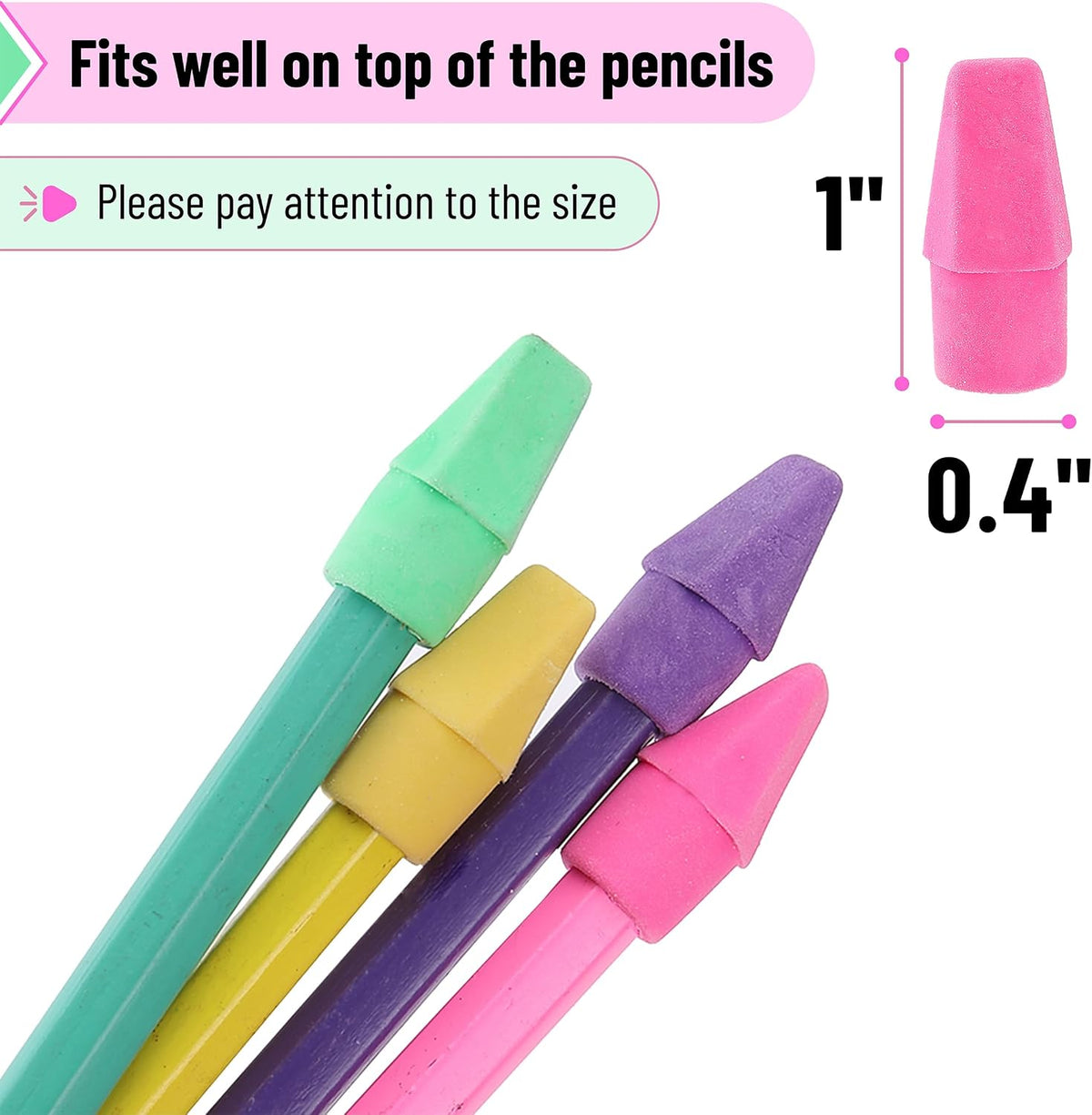 Mr. Pen- Pencil Top Erasers, 120 Pack, Latex-Free, No-Smudge