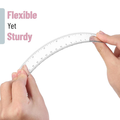 Plastic Ruler 8 Inch, 3 Pack, Clear, Metric & Imperial