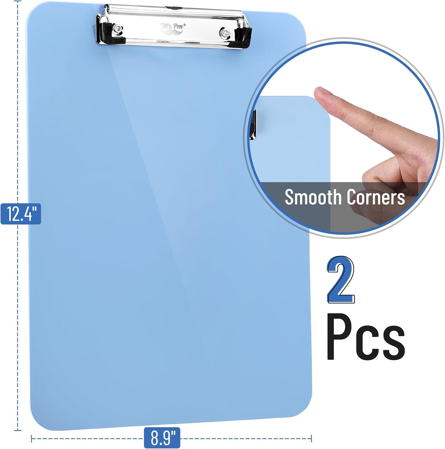 Mr. Pen- Plastic Clipboard, 12.5” x 9”, 2 Pack, Cyan Blue Clipboards for Kids & Adults