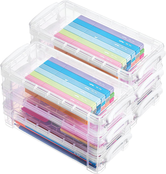 Mr. Pen- Clear Pencil Boxes, 6 Pack, Snap-Tight Lid, Crayon Box, Plastic