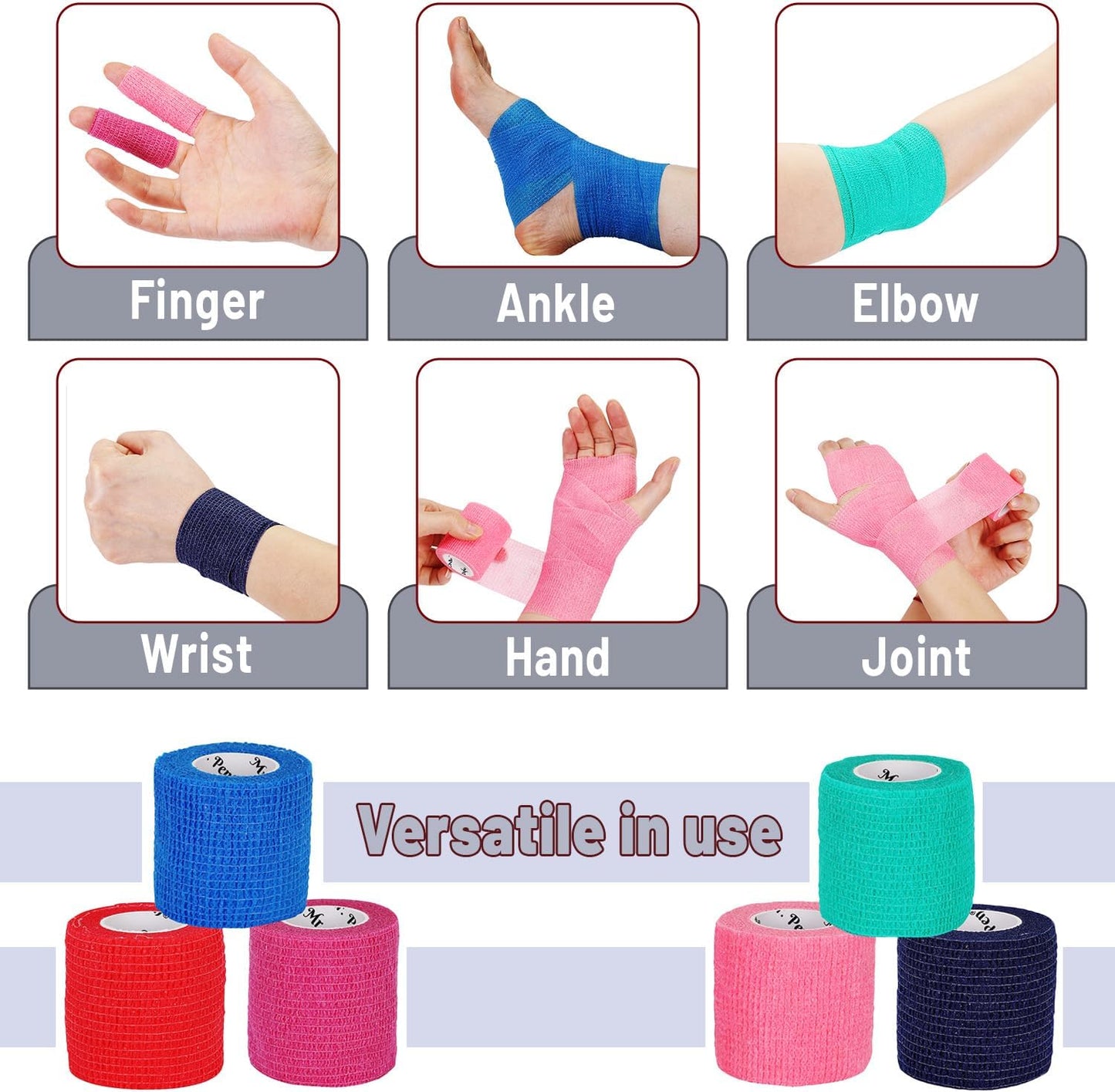 Mr. Pen- Self Adhesive Bandage Wrap, 24 Pack, Colorful, 2“ x 5 Yards, Adhesive Bandages