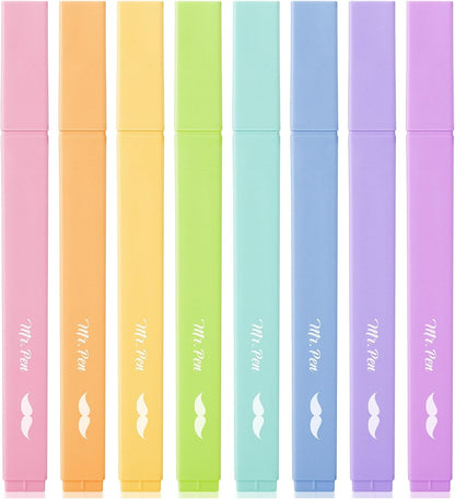 Aesthetic Highlighters, 8 pcs, Chisel Tip, Pastel Candy Colors, Cute Highlighters Assorted Colors, Bible Highlighters and Pens No Bleed, No Bleed Highlighters for Bible Pages No Bleed