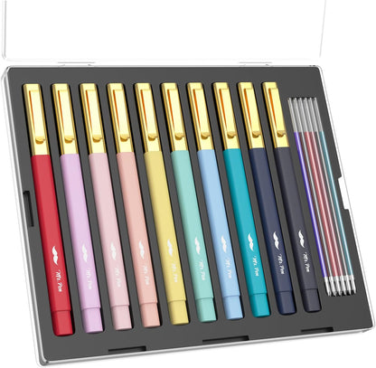 Mr. Pen- Aesthetic Pens, 10 Pack, Colorful Ink with Case and 12 Refills, Fast Dry, No Smear Bible Pens No Bleed Through