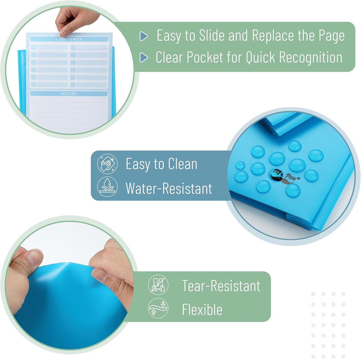 Mr. Pen- Plastic Folders with Pockets and Prongs, 24 Pack, Letter Size, Blue, Flexible Plastic Folders with Prongs