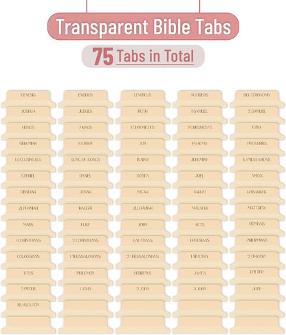 Mr. Pen- Bible Tabs, 75 Tabs, Transparent Cappuccino Laminated Bible Tabs for Women and Men, Bible Tabs for Study Bible Index Tabs, Bible Labels Tabs
