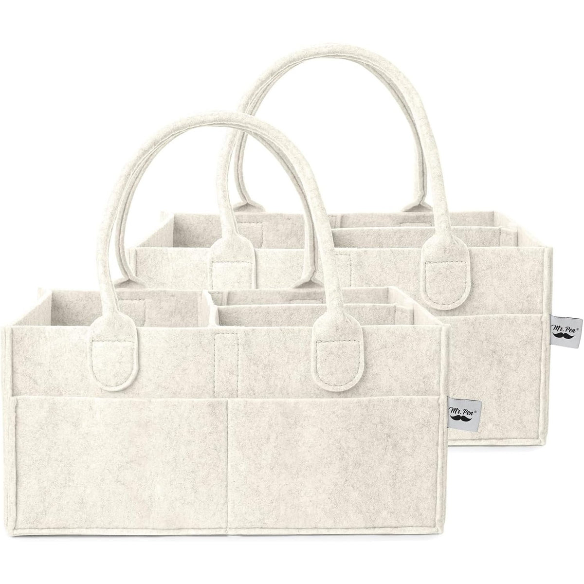Mr. Pen- Baby Diaper Caddy Organizer, 2 Pack, Beige, Baby Caddy Organizer with Handle, Compact Size, Collapsible & Portable