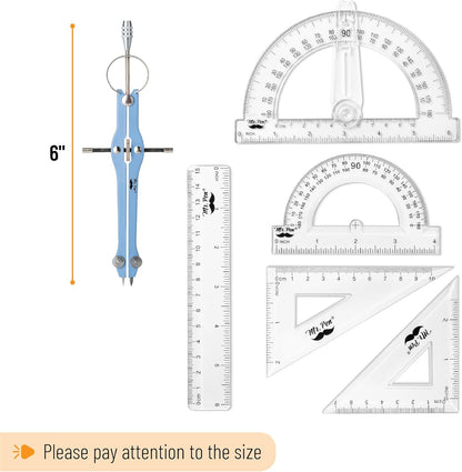 Mr. Pen- Geometry Set, 15 pcs, Blue, 6 Inch Swing Arm Protractor, Divider, Set Squares, Ruler