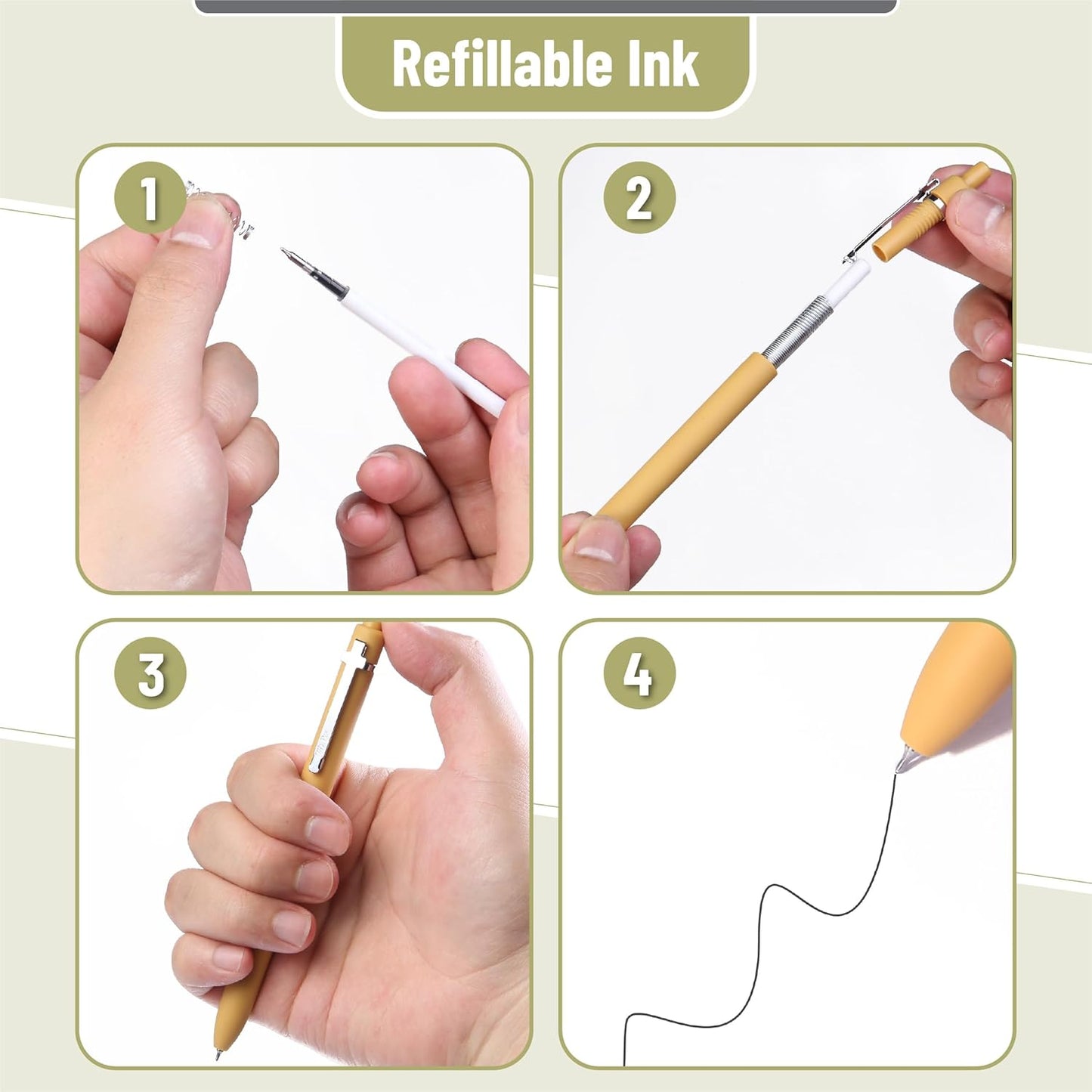 Mr. Pen- Retractable Gel Pens for Journaling, 6 Pack, 0.5 mm Black Ink, Vintage Barrel with Silver Cross Clip